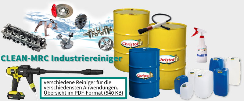 CLEAN-MRC Industriereiniger - verschiedene Reiniger für die verschiedensten Anwendungen | Übersicht im PDF-Format (481 KB)